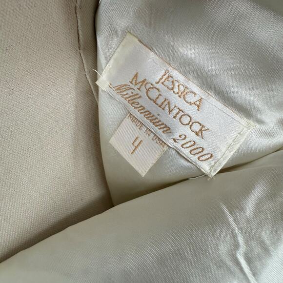 Vintage Y2K Jessica McClintock Millenium 2000 Ivory Sequin Lace Maxi Skirt, Sz 4 - Picture 8 of 10